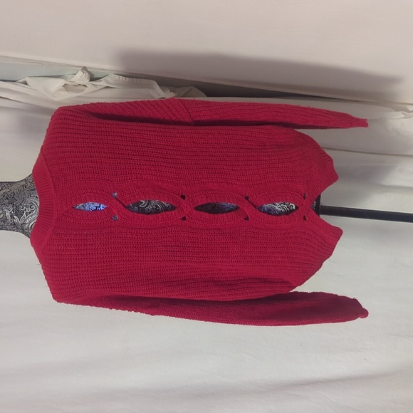 Express red knit cutout sweater - Picture 2 of 7